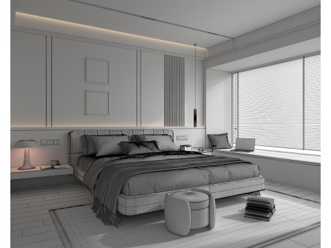 Modern Bedroom Scene 52 3D Model