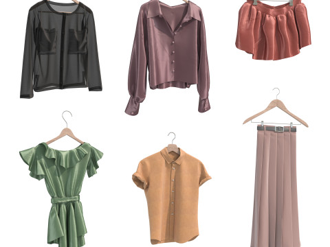 Dameskleding op hanger 23 3D Model