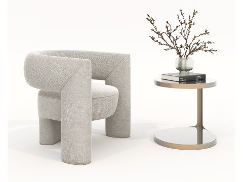 Modern Coffee Table and Armchair Set 82 3D Model