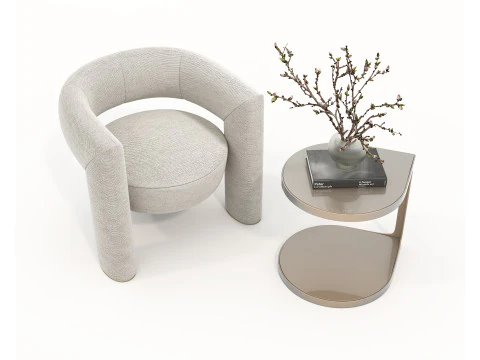 Set tavolino e poltrona moderni 82 Modello 3D