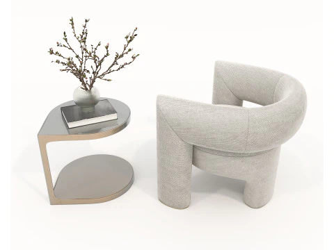 Set tavolino e poltrona moderni 82 Modello 3D