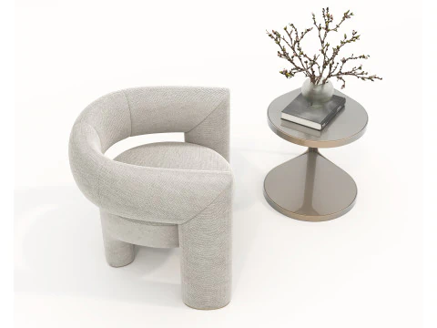 Set tavolino e poltrona moderni 82 Modello 3D