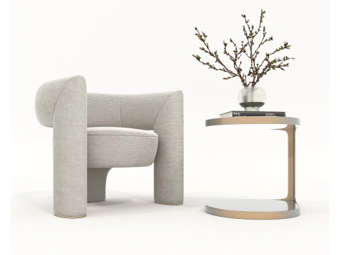 Set tavolino e poltrona moderni 82 Modello 3D