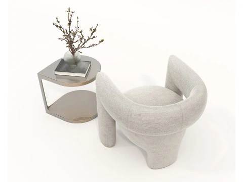 Set tavolino e poltrona moderni 82 Modello 3D