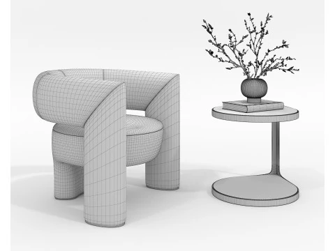 Set tavolino e poltrona moderni 82 Modello 3D