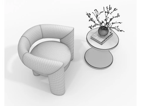 Set tavolino e poltrona moderni 82 Modello 3D