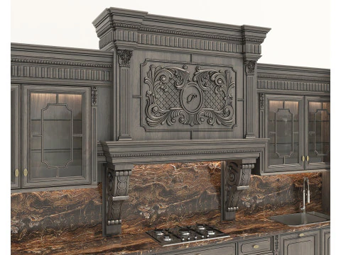 Mobile da cucina classico in stile europeo 28 Modello 3D