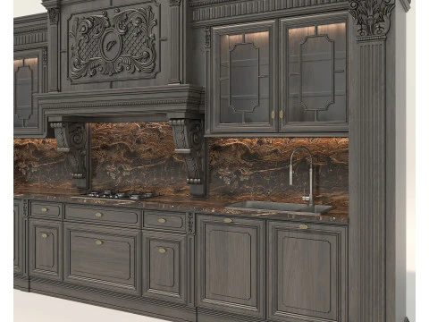 Mobile da cucina classico in stile europeo 28 Modello 3D