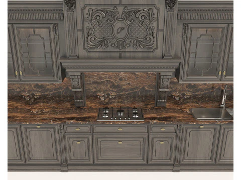 Mobile da cucina classico in stile europeo 28 Modello 3D