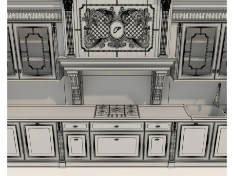 Mobile da cucina classico in stile europeo 28 Modello 3D