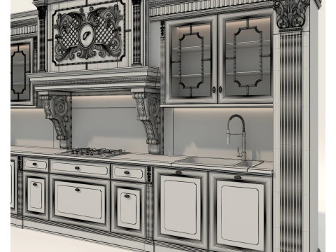 Mobile da cucina classico in stile europeo 28 Modello 3D