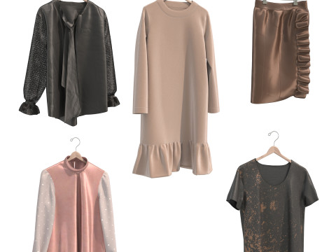 Kleidung auf Kleiderb&uuml;gel 17 3D Modell