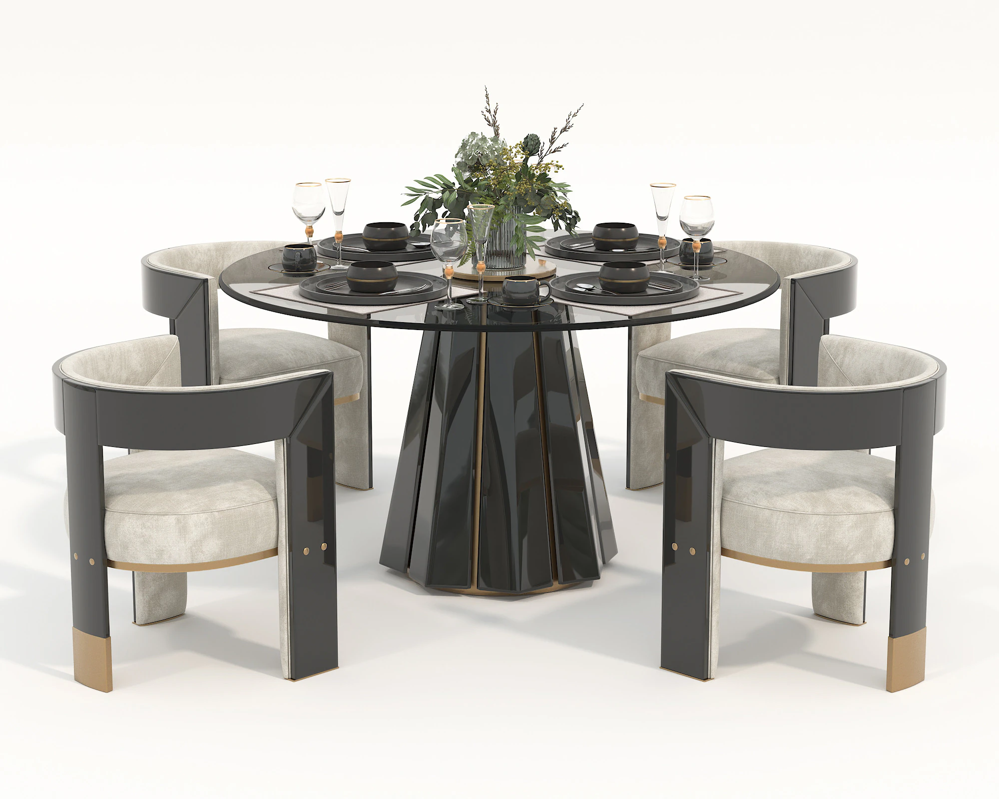 Modern Dining Table and Chairs 43 3D Model .c4d .max .obj .3ds .fbx .stl .blend 