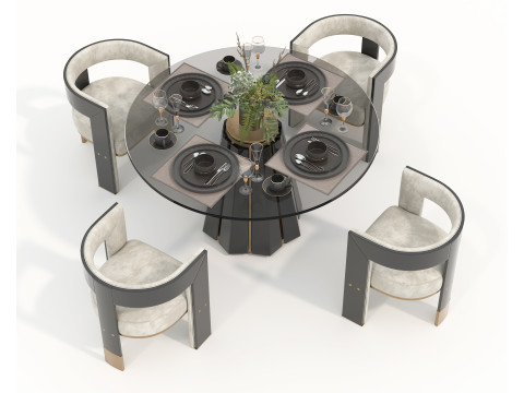 Tavolo e Sedie da Pranzo Moderni 43 Modello 3D