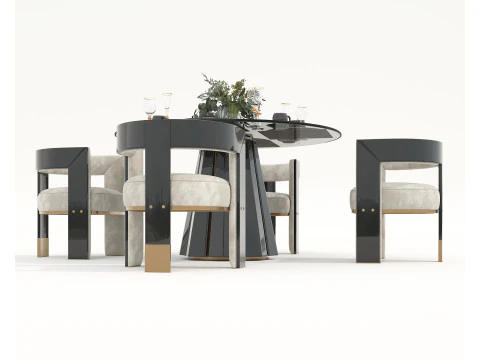Modern Dining Table and Chairs 43 3D Model