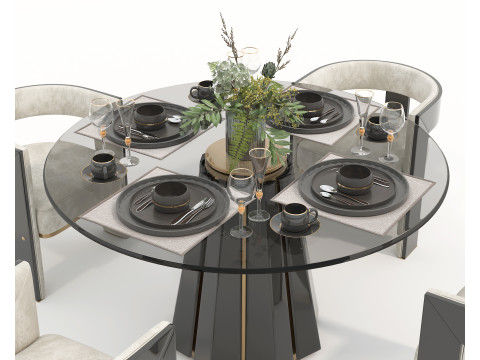Tavolo e Sedie da Pranzo Moderni 43 Modello 3D