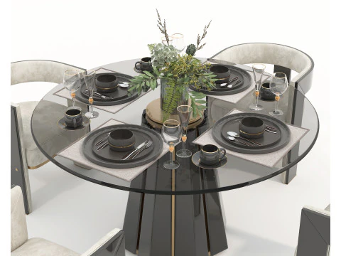 Modern Dining Table and Chairs 43 3D Model