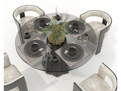 Tavolo e Sedie da Pranzo Moderni 43 Modello 3D