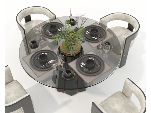 Modern Dining Table and Chairs 43 3D Model