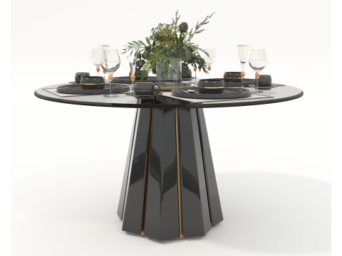 Tavolo e Sedie da Pranzo Moderni 43 Modello 3D