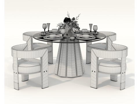 Tavolo e Sedie da Pranzo Moderni 43 Modello 3D