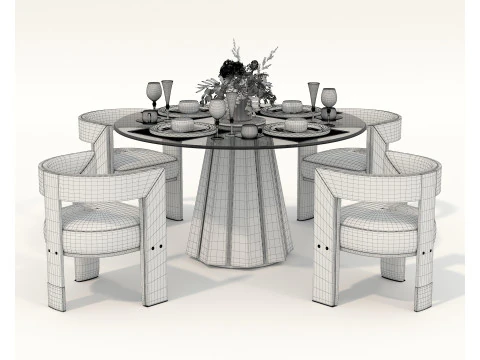 Modern Dining Table and Chairs 43 3D Model
