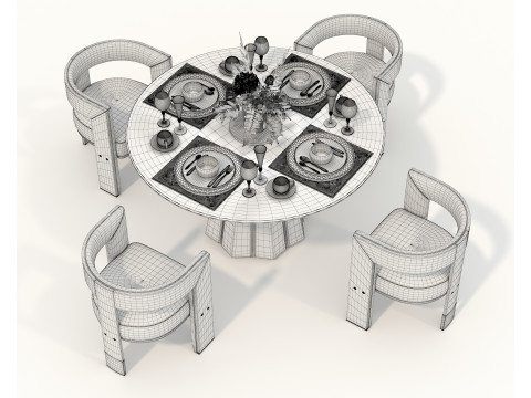 Tavolo e Sedie da Pranzo Moderni 43 Modello 3D
