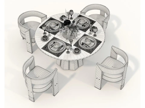 Modern Dining Table and Chairs 43 3D Model