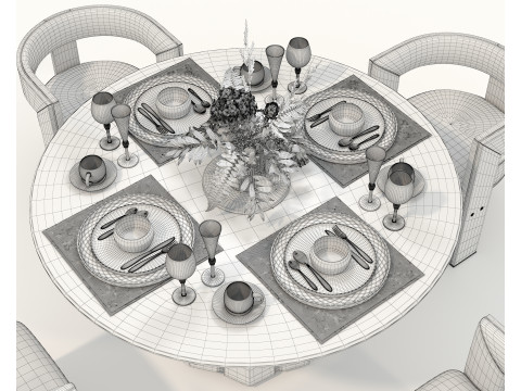 Tavolo e Sedie da Pranzo Moderni 43 Modello 3D