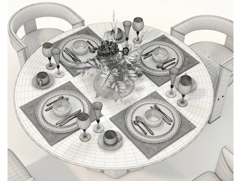 Modern Dining Table and Chairs 43 3D Model