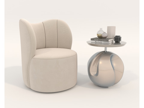 आधुनिक कॉफी टेबल और आर्मचेयर सेट 83 3D मॉडल