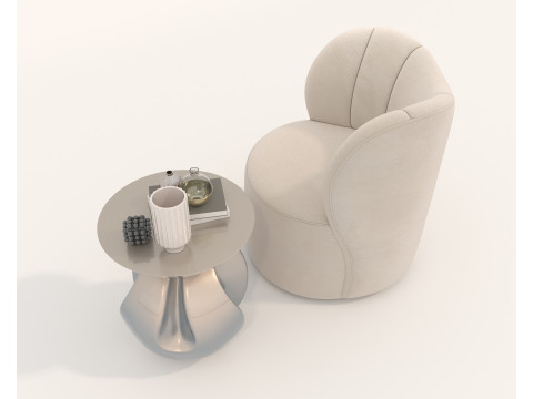Ensemble table basse et fauteuil moderne 83 Modèle 3D