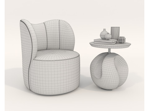 Ensemble table basse et fauteuil moderne 83 Modèle 3D