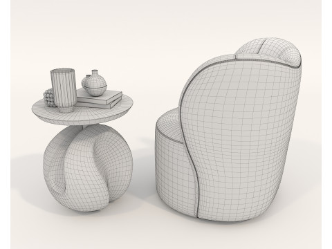 Ensemble table basse et fauteuil moderne 83 Modèle 3D