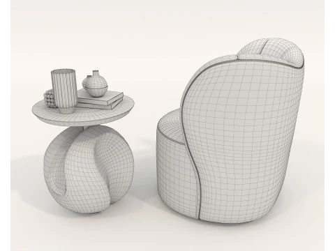 Set tavolino e poltrona moderni 83 Modello 3D