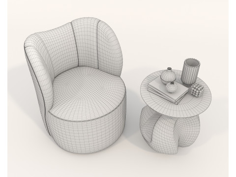 Ensemble table basse et fauteuil moderne 83 Modèle 3D