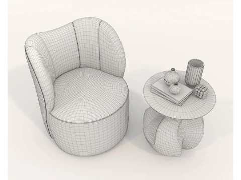 Set tavolino e poltrona moderni 83 Modello 3D