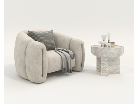 モダンなコーヒーテーブルとアームチェアセット 84 3Dモデル