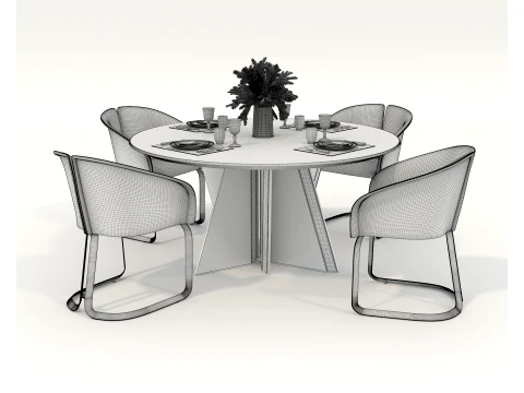 Sophisticated Modern Dining set 3D Model