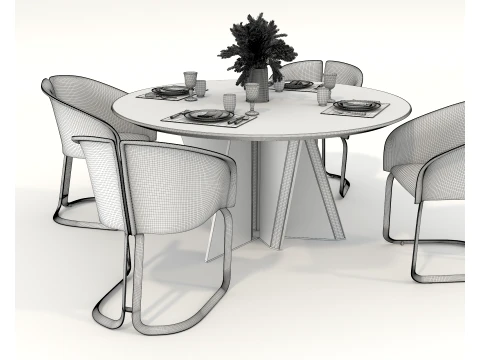 Sophisticated Modern Dining set 3D Model