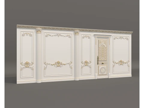 Classic Interior Wall with Ornamental Molding 6 3D Model