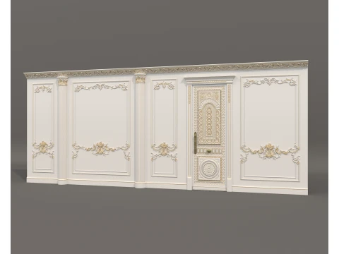 Classic Interior Wall with Ornamental Molding 6 3D Model