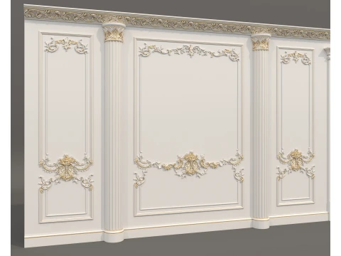 Classic Interior Wall with Ornamental Molding 6 3D Model