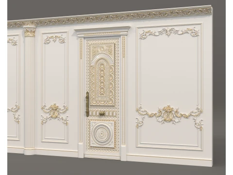Classic Interior Wall with Ornamental Molding 6 3D Model
