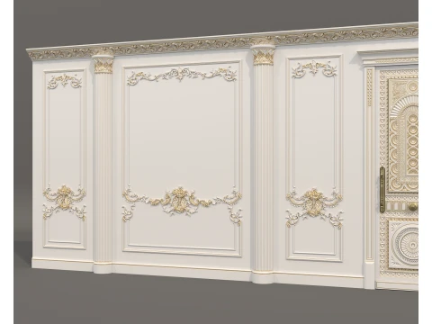 Classic Interior Wall with Ornamental Molding 6 3D Model