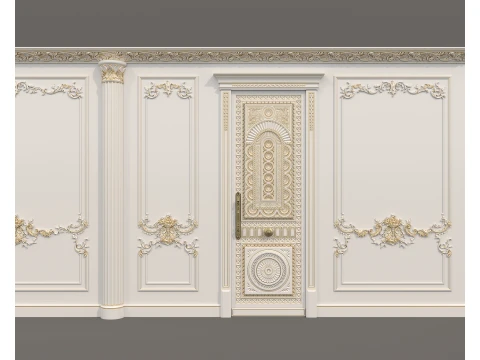 Classic Interior Wall with Ornamental Molding 6 3D Model