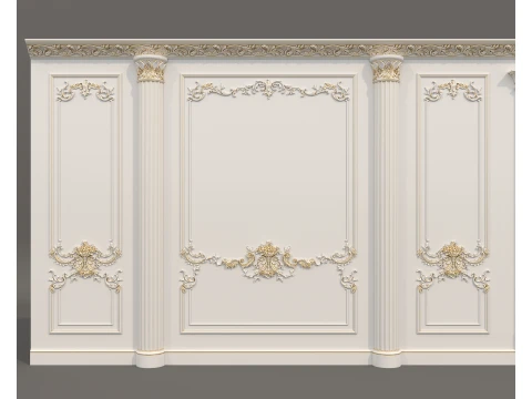 Classic Interior Wall with Ornamental Molding 6 3D Model
