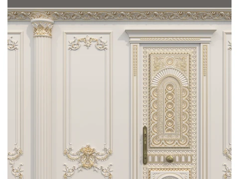 Classic Interior Wall with Ornamental Molding 6 3D Model