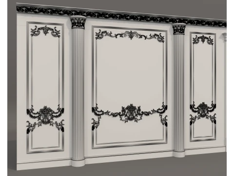 Classic Interior Wall with Ornamental Molding 6 3D Model