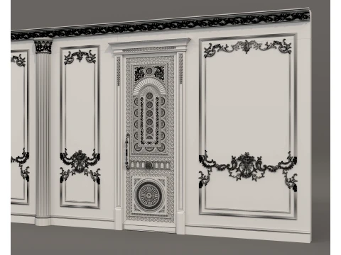 Classic Interior Wall with Ornamental Molding 6 3D Model